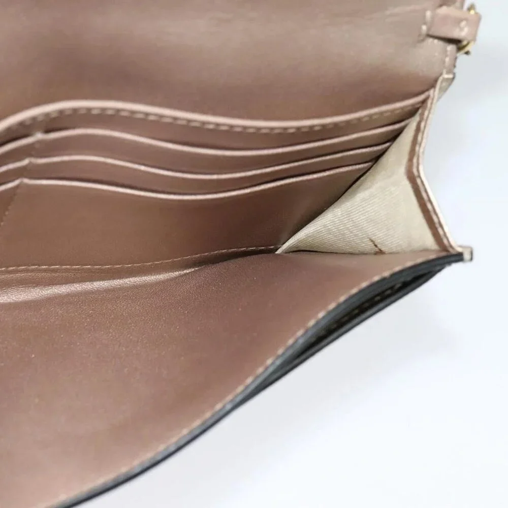 Christian Dior Saddle Chain Wallet Leather Brown Gold Auth hk2524 - Picture 13 of 16